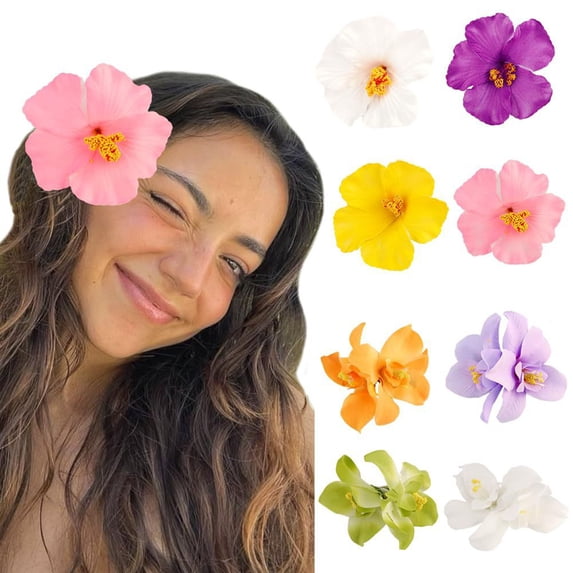 Tropical Hibiscus Flower Hair Clips, Beach Jaw Clips for Thick Hair, Colorful Floral Non-Slip Claw Hairpins for Summer Party Use