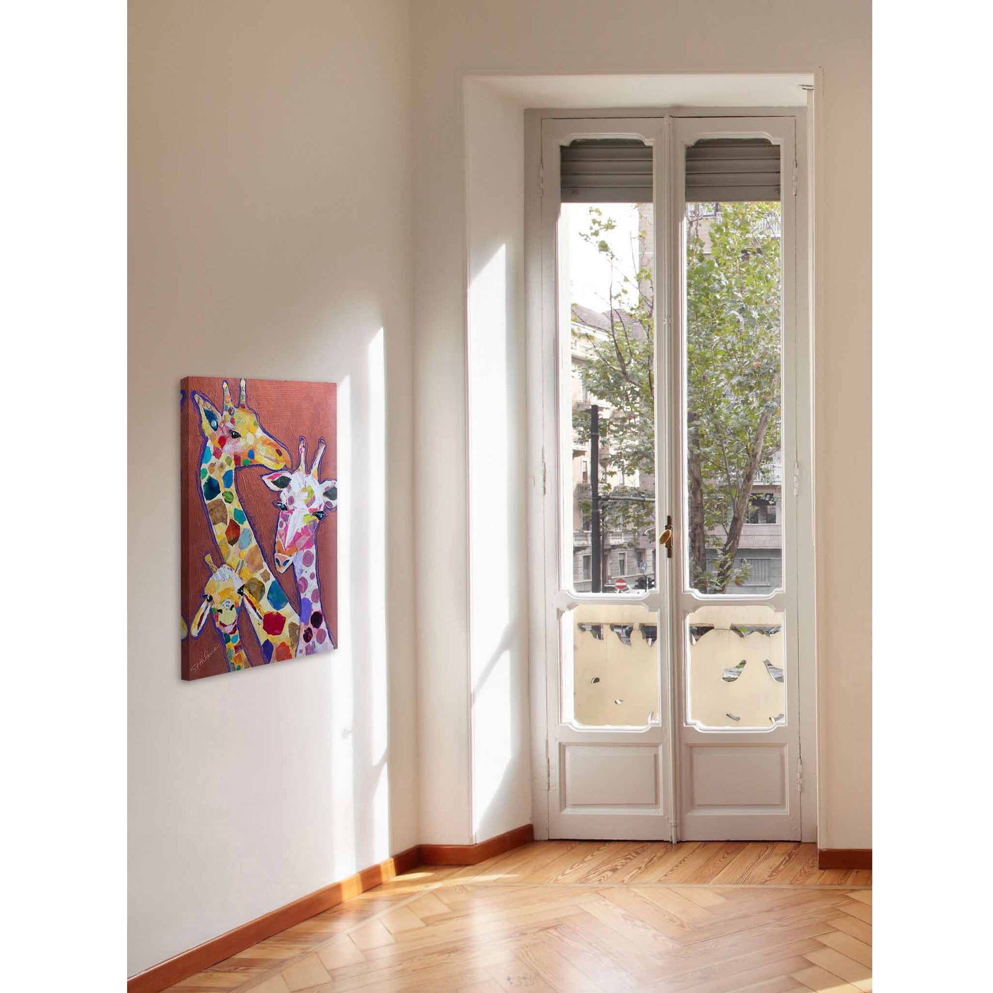"Trois Girafes" Painting Print on Wrapped Canvas