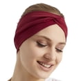 thumbnail image 1 of Diademas elásticas anudadas para mujer, color sólido, antideslizantes, para yoga, entrenamiento, correr (Borgoña, 1 unidad (paquete de 1)), 1 of 5