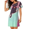 thumbnail image 2 of Disketp Cats On Broomstick para Camisón Corto de Manga Corta para Mujeres, Camisón Cómodo con Escote Redondo, Bonito y Confortable, 2 of 6