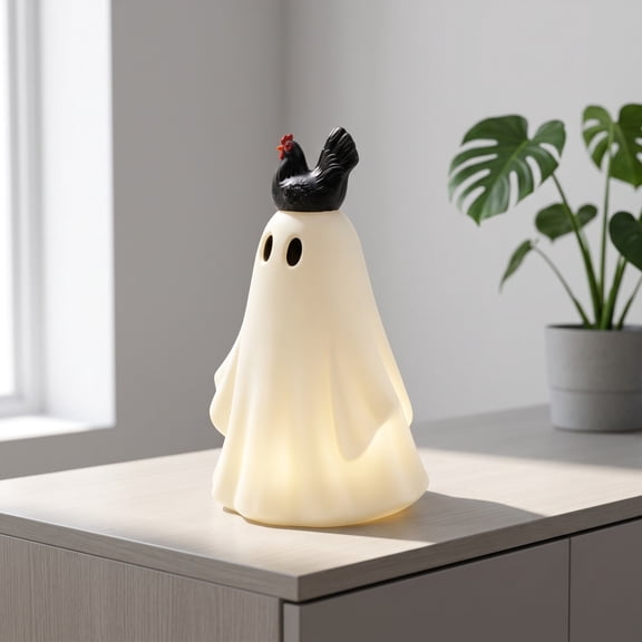 Virelaxpo Ghost Hen Halloween Statue Light Glowing Decor Plastic Figurine Indoor Outdoor Porch Party Decoration