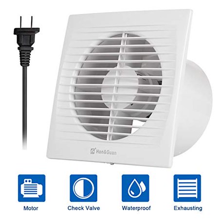 Hon&Guan 6 Inches Home Ventilation Fan Bathroom Garage Exhaust Fan Ceiling and Wall