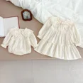 thumbnail image 3 of Spring New Baby Children's Clothes Infant Lace Lapel Bodysuit Cute Girls' Embroidery Princess Dress Korean Sisters Dress, 3 of 6