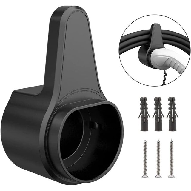 CHAO (Negro) Soporte para cargador EV para coche eléctrico Tipo 2 Organizador de cables de carga automática ABS duradero Soporte para montaje en pared tipo 2