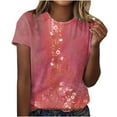 thumbnail image 2 of CALAFEBILA Womens Summer Tops Vintage Plus Size Women T-Shirts,Women Fashion Floral Print T-shirt Summer Short Sleeve Crew Neck Tops for Women, 2 of 4