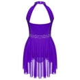 thumbnail image 4 of IEFIEL Kids Girls Lyrical Latin Jazz Dance Dress Sleeveless Rhinestones Backless Leotard Dress Dancewear Purple 6, 4 of 6