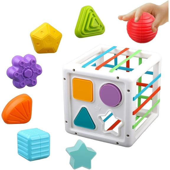 Baby Toys 6-12 Months, Shape Sorter Blocks Toy,Montessori Learning Toys for 1 Year Old Boys Girls Christmas Gifts