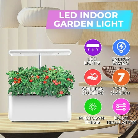 Ecoo Grower IGS-10 Seed Starting System, 7 Plant Sites Spots Hydroponic System Growing Kit Indoor Garden Herb Seed Starting Kit, White with Seed Pod (Best Way To Start Seeds Indoors)