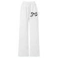 thumbnail image 2 of TrendOFT Girls Bow Print Graphic Wide Leg Sweatpants Mid Rise Baggy Straight Leg Casual Lounge Long Sweat Pants with Pockets White 10-11 Years, 2 of 4