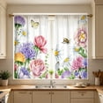 thumbnail image 5 of Watercolor Wildflower Butterfly Tier Curtain,Light Filtering Washable Short Cafe Window Curtain for Kitchen,Laundry,Home Decor,1 Pair, 5 of 6