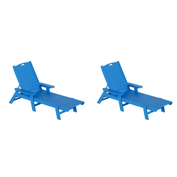 Costaelm Paradise Adirondack Outdoor Chaise Lounge with Arm (Set of 2), Pacific Blue