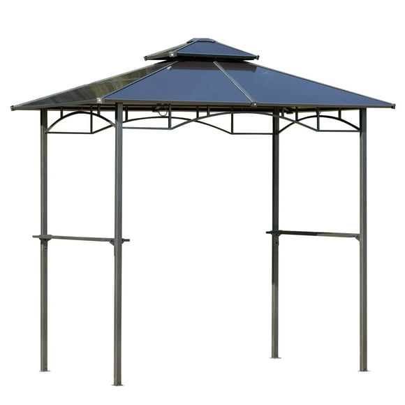Outsunny 8' x 5' Hardtop Grill Gazebo, Aluminium BBQ Canopy Gazebo