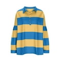 thumbnail image 4 of Oversized Sweatshirt for Women Long Sleeve Button V-Neck Striped Print Pullover Tops Fall Fashion 2025 Loose Fit Tunic Blouses, 4 of 6
