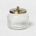 thumbnail image 3 of Small Glass Bath Canister Brass: Elegant Storage Container with Lid for Bathroom Organization, 3 of 4