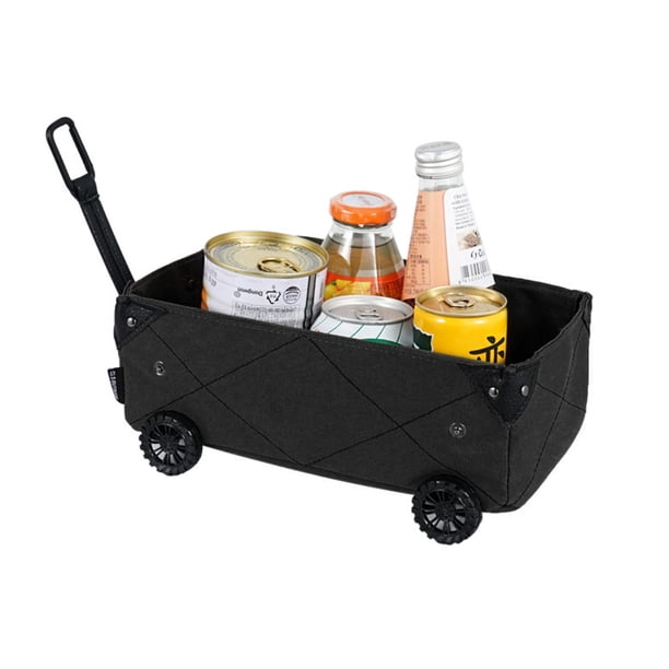 Carro Plegable De Lona De Bricolaje Caja de pañuelos para coche de camping, carro de la compra plegable de lona DIY (negro)