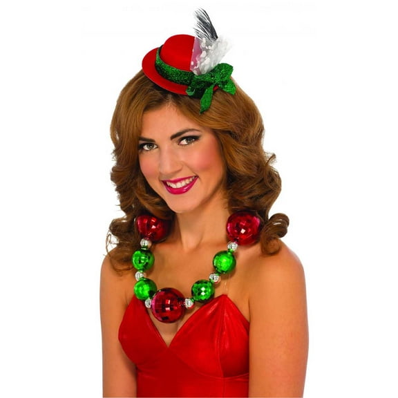 Xmas Feather Ribbon Mini Womens Adult Holiday Christmas Hat