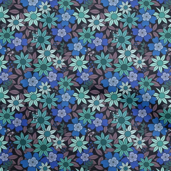 oneOone Polyester Spandex Blue Fabric Floral Retro Dress Material Fabric Print Fabric By The Yard 56 Inch Wide