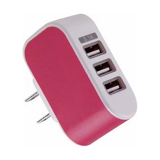 Cargador adaptador de corriente de pared para el hogar con tres puertos USB y LED Welling para viajes, portátil, enchufe estadounidense