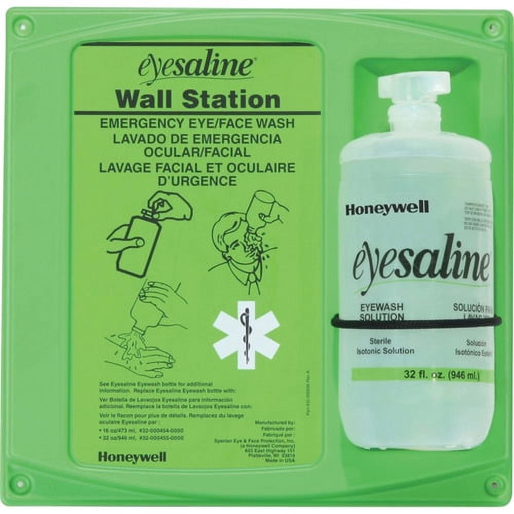Eyesaline Eyewash Station 2 lb - 4.5" x 14" x 13" - Green, Clear