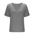 thumbnail image 4 of UYISJ Womens Deep V Neck T Shirts Short Sleeve Solid Color Casual Loose Fit Basic Fashion Tee Tops XL, 4 of 5