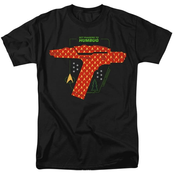 Star Trek The Original Series Christmas Phaser Set To Humbug Unisex Adult T Shirt, Black, 7X-Large