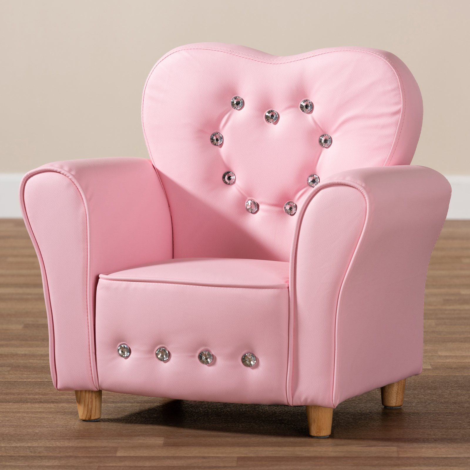 Baxton Studio Mabel Modern and Contemporary Pink Faux Leather Kids Armchair - image 2 of 8