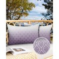 thumbnail image 2 of Pack of 2 Outdoor Pillow Covers, Purple White Ombre Geometric Trellis Morrocan Waterproof Square Throw Pillowcase Cushion Decorative Pillow Covers for Couch Patio Tent, 20x12 in, 2 of 6