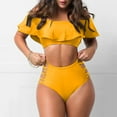 thumbnail image 5 of Gibobby Trajes de Natación para Mujer Las mujeres traje de swimmon se rompieron del hombro Sexy Sólido Color sólido Ropa de Swimswear Beachwear Bikini Ju(Amarillo,M), 5 of 5