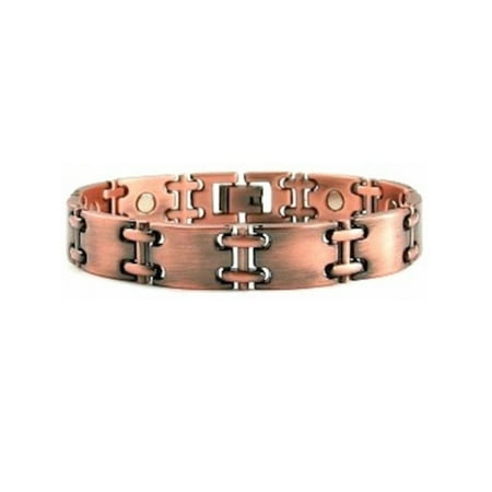 Magnetic Copper Link Bracelet for Men Turin 9.5 Inches Mens Extra Long / Large Size Copper Magnetic Bracelet