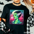 thumbnail image 2 of Vaperwave Mrs Frankenstein Retro Neon Horror T-Shirt, Synthwave 80's Styled Classic Halloween Tee, 2 of 5