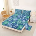 thumbnail image 2 of jejeloiu Ancient Floral Queen Sheets For Men Women,Nature Print Queen Sheet Sets,Blue Green,4-Piece,1 Flat Sheet, 1 Fitted Sheet and 2 Pillowcases, 2 of 6