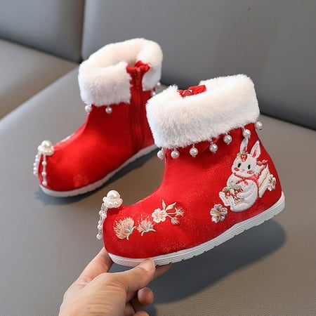 

Cathalem Snow Boots for Big Girls Size 7 Girls Hanfu Shoes Embroidery Shoes Girls Hanfu Boots Kids Shoes Girls Boots Winter Shoes Red 11 Years