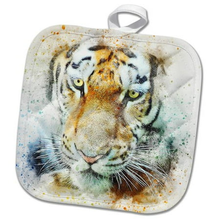 Zoo Mitt - 3dRose Water Tiger Illustration Abstract Art Zoo Wildlife Pot Holder