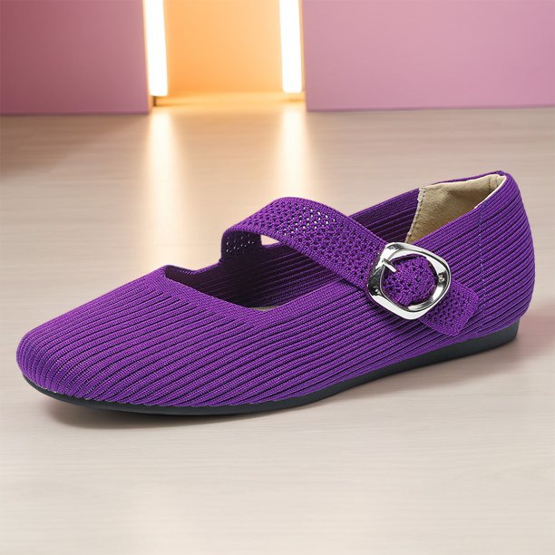 Zapatos Mary Jane para mujeres con correa de tobillo Slip on Flats cómodos zapatos de vestir de ballet