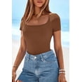 thumbnail image 4 of PRETTYGARDEN Short Sleeve Shirts for Women Summer Trendy Scoop Neck Ribbed Tops Spring Casual Slim Fitted Basic Tees, 4 of 10