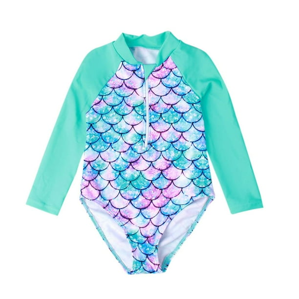 Uccdo Toddler Girls OnePiece Swimsuit Rashguard Swimwear Kids Long