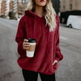 thumbnail image 1 of Pull à Capuche Manches Longues Hiver Femmes Pull Chaud avec 1/4 Zip, 1 of 7