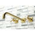 thumbnail image 2 of Kingston Brass KS6047BEX Essex Two-Handle Wall Mount Roman Tub Faucet, Brushed Brass, 2 of 7