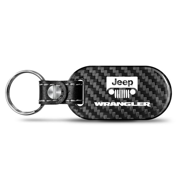 iPick Image for Jeep Wrangler 100% Real Black Carbon Fiber Tag Style Key Chain, Official Licensed