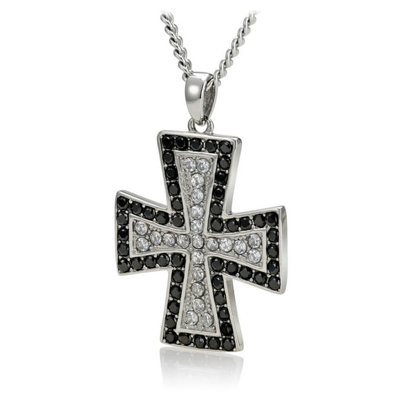 Women's Stainless Steel Cross with Crystals Necklace - 1 Peter 5:7 by Shields of Strength