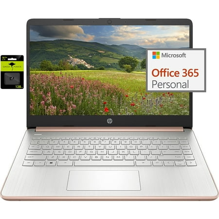 HP 14" Ultral Light Laptop for Students and Business, Intel Quad-Core N4120, 8GB RAM, 192GB Storage(64GB eMMC+128GB Micro SD), 1 Year Office 365, Webcam, HDMI, WiFi, USB-A&C, Win 11 S