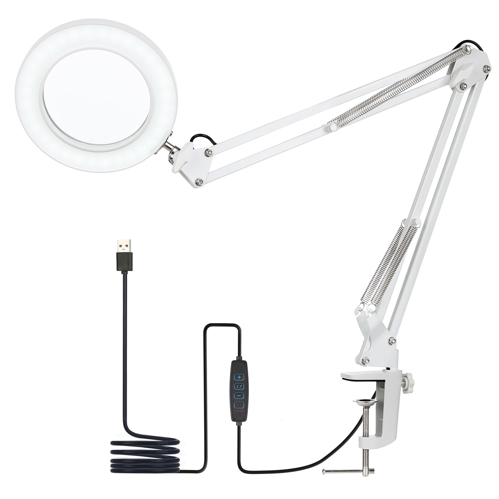 Neoglint Flexible Clampon Table Lamp with 8x Magnifier Swing Arm