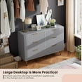 thumbnail image 3 of Garvee Fluted 6-Drawer Tall Dresser, Modern Wooden Storage Chest with Deep Drawers & Wide Top, Bedroom Organizer for Living Room, Hallway, Kids’ Room, Grey, 3 of 7