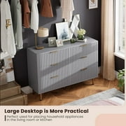 6 Drawer Dresser,Wide Chest of Drawers,Wooden Fluted Bedroom Drawer Dresser with 6 Storage Drawers for Bedroom,Living Room