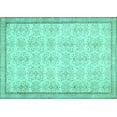 thumbnail image 1 of Ahgly Company Machine Washable Indoor Rectangle Abstract Turquoise Blue Contemporary Area Rugs, 2' x 5', 1 of 4