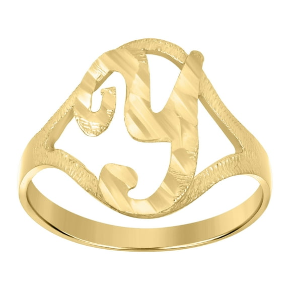 10kt Yellow Gold Womens Diamond-Cut Textured Initial Letter Y Band Ring 1.4 Grams