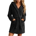 thumbnail image 2 of Zormilly Robes for Women Plush Fleece Long Hooded Nightgowns with Pockets Warm Fashion Casual Fluffy Soft Bathrobes,S-2XL, 2 of 7