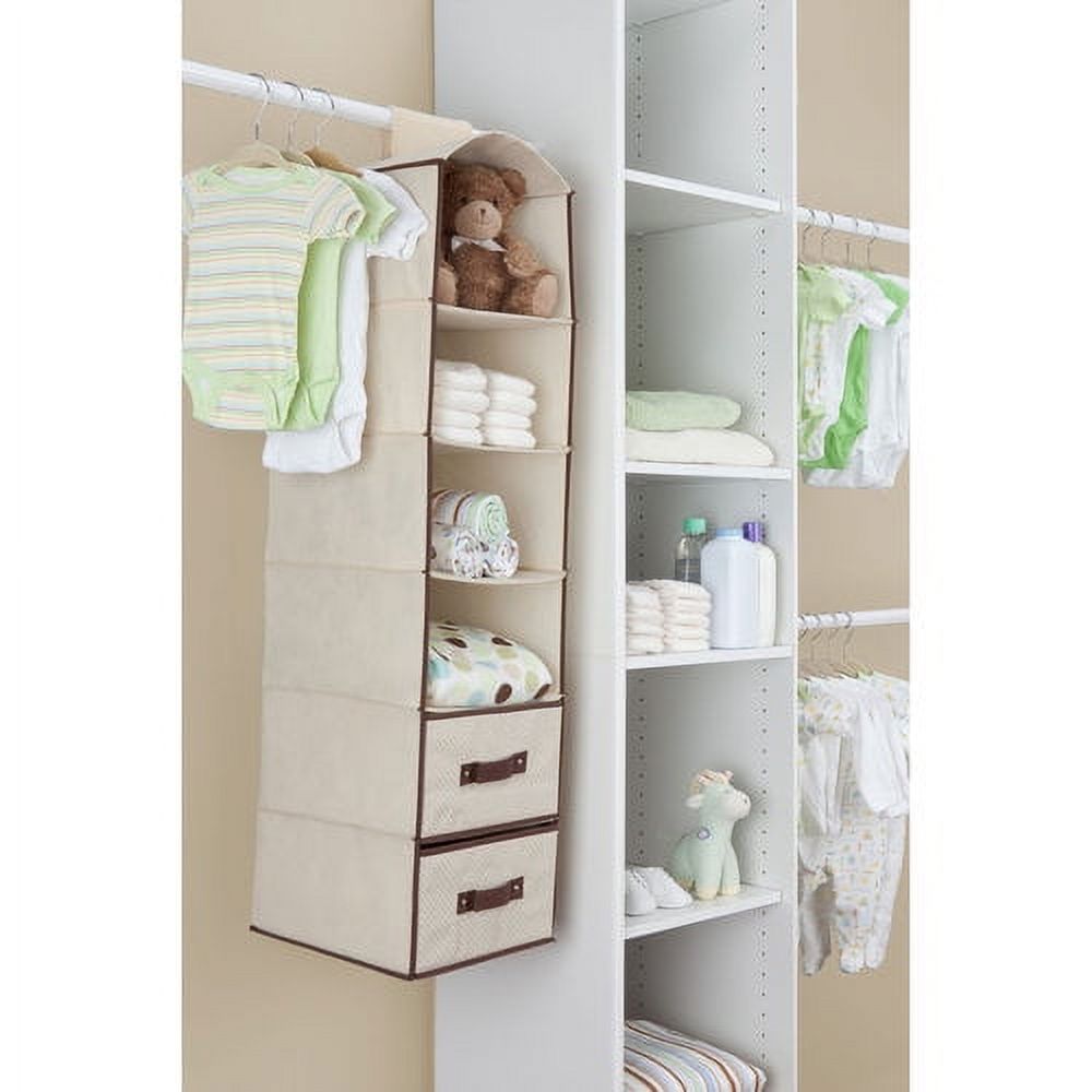Delta Children 6-Shelf Hanging Storage Unit with 2 Drawers, Beige - image 3 of 5