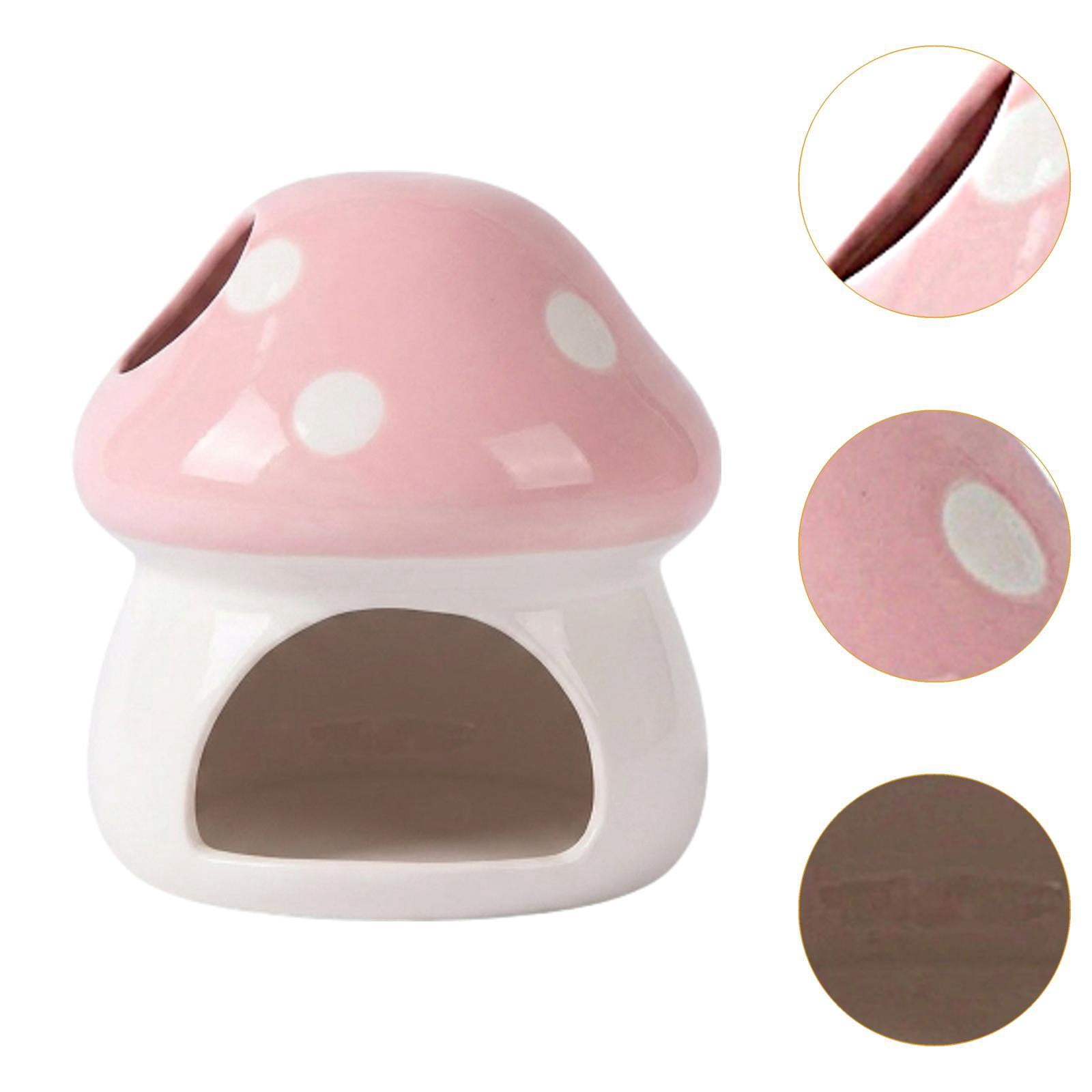 Dualoai Ceramic Hamster House Cute Guinea Pig Hideout for Rats Dwarf Hamster Gerbils Pink