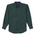 thumbnail image 5 of Mens Tall Long Sleeve Cotton/Polyester Easy Care Shirt Dark Green/ Navy X-Large Tall, 5 of 6